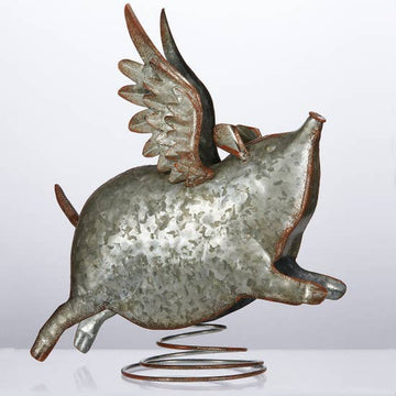 FAIRE - Drew Derose Design Decor Tin Flying Pig Metal Art Decor *
